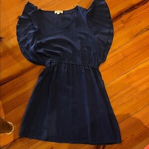 Amour Vert Midnight Blue Flutter Sleeve Mini Dress